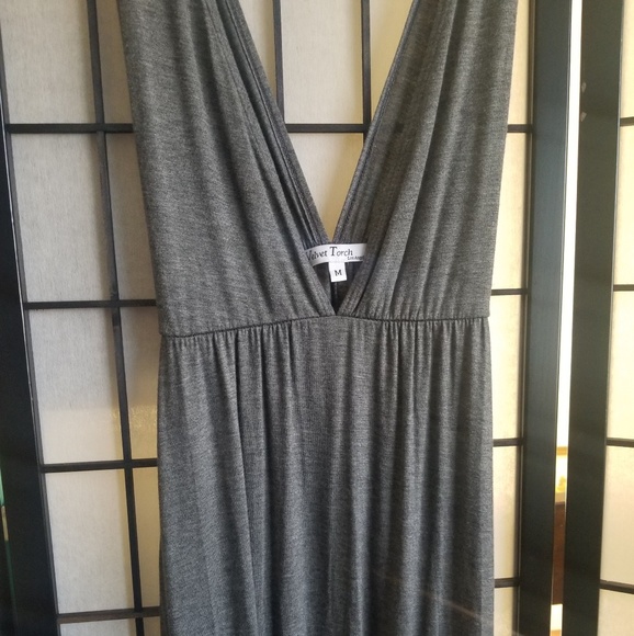 Velvet torch grey deep v Maxi dress nwot - Picture 5 of 7